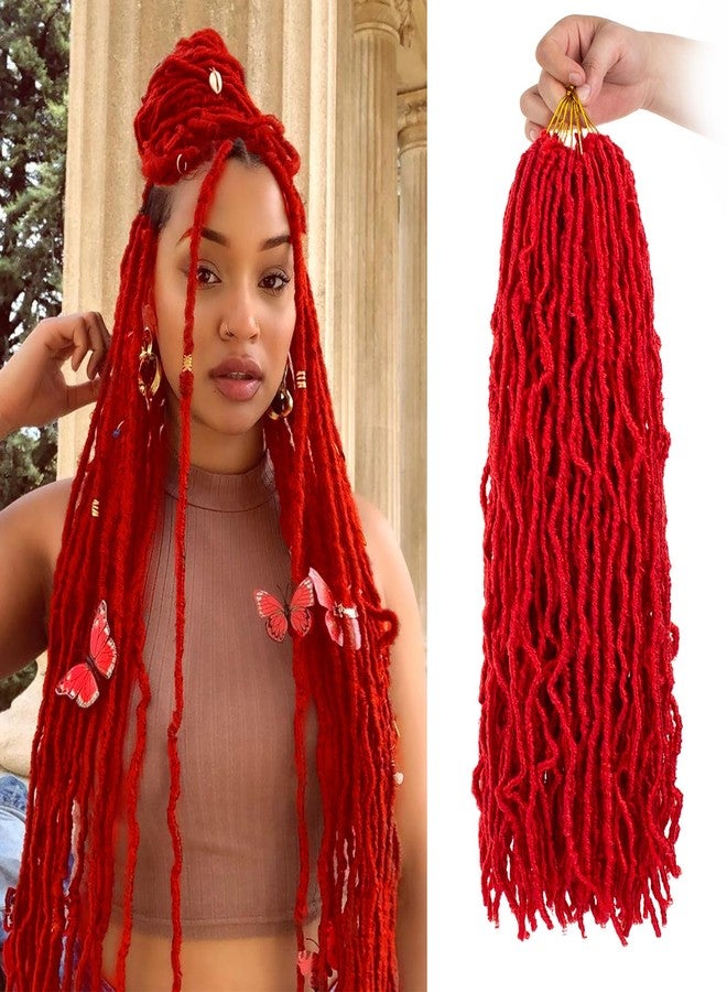 ZRQ 24 Inch New Faux Locs Crochet Hair 7 Packs Red Goddess Locs Crochet Hair Pre-Looped Soft Locs Braiding Hair Afro Roots Synthetic Hair Extensions (24 Inch, RED#) - Image 1